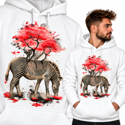 BLUZA Z KAPTUREM ZWIERZĘTA   ZEBRA
